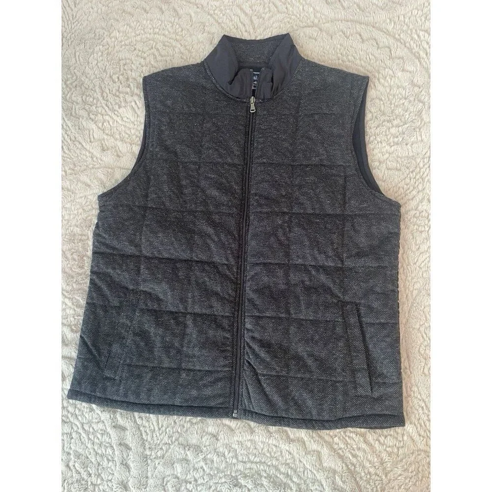 Charleston Threads Men’s Quilted Vest Sz L Blue Gray Zip Front Puffer Outerwear